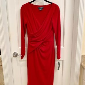 Lauren Ralph Lauren Twist Dress in Red. Size 2 NWT